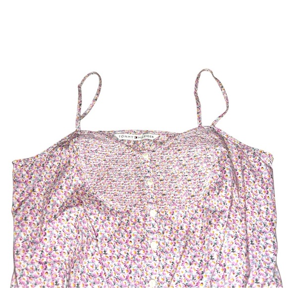 Tommy Hilfiger Floral Spaghetti Strap Top 100% Cotton - Picture 2 of 7